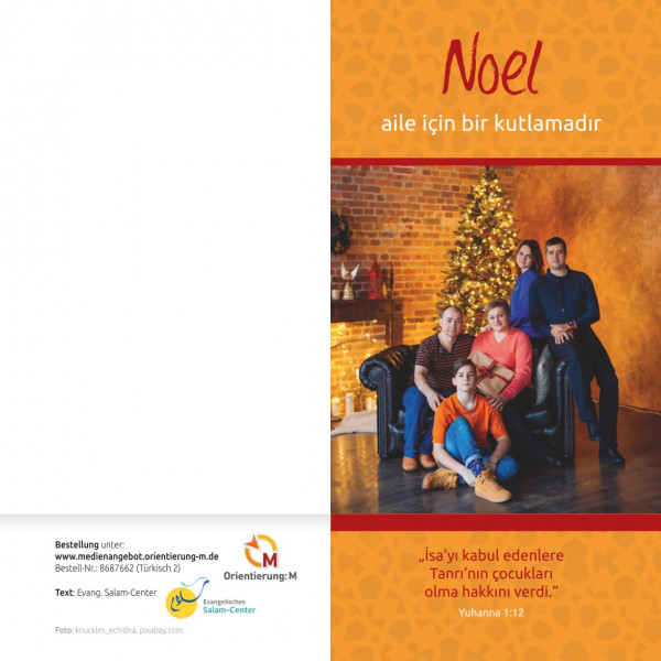 Evangelistische Faltkarten: Weihnachten - Ein Fest für die Familie, Türkisch-Deutsch - 5er Pack